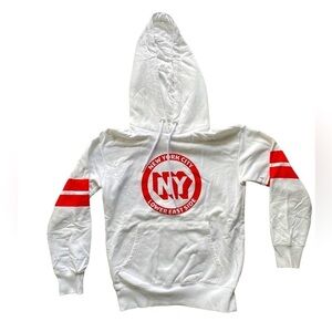 Garage White and Red Graphic Oversized Hoodie XS